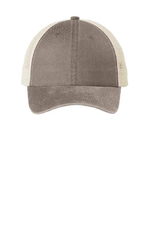 Mens hats for wet seasons-Port Authority Mens Beach Wash Mesh Back Adjustable Hat - Taupe/Stone