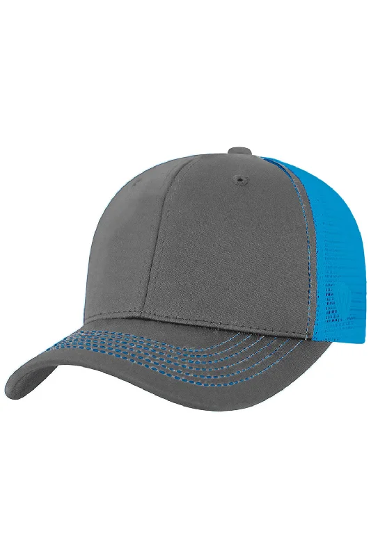 Mens hats with cool themes-J America Mens Ranger Snapback Hat - Charcoal Grey/Neon Blue