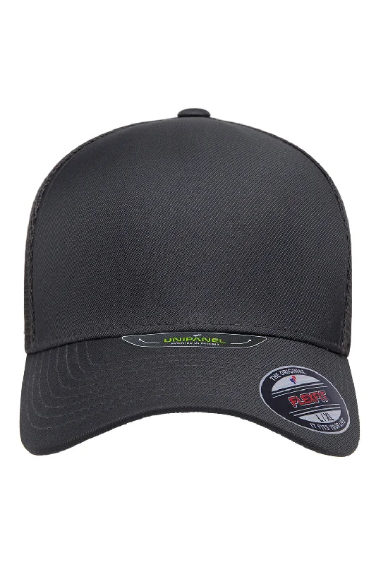 Mens hats with refined designs-Flexfit Mens UniPanel Stretch Fit Hat - Charcoal Grey