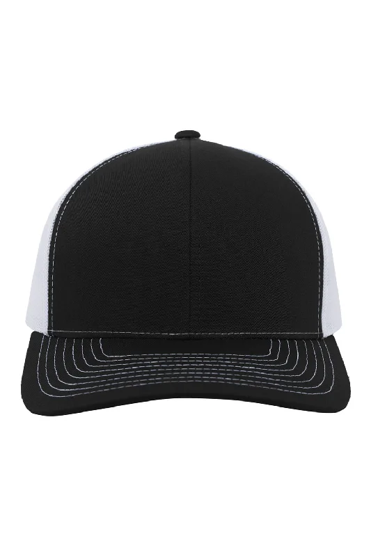 Mens hats with elegant designs-Pacific Headwear Mens Contrast Stitch Snapback Mesh Trucker Hat - Black/White