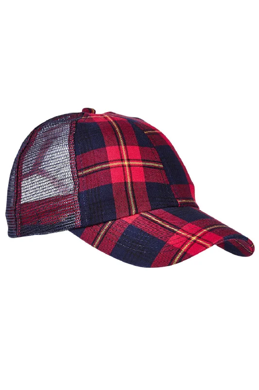 Mens hats for frosty weather-Adams Mens Vibe Adjustable Trucker Hat - Red/Navy Blue