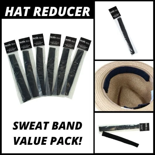 Beanies & Headbands with Plush Texture-Hat Inserts Sweat Band Hat Reducer VALUE PACK (6) - Black