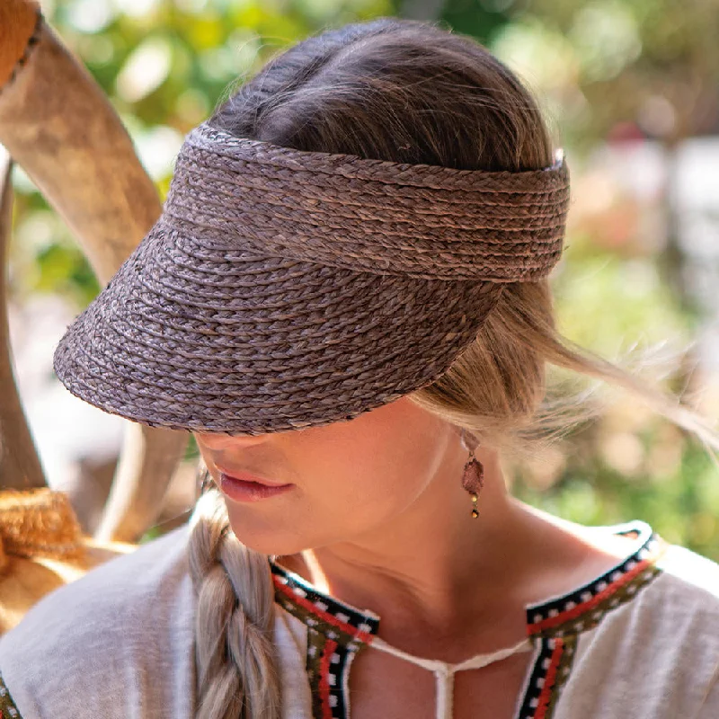 Beanies & Headbands with Cute Prints-Tina M Copenhagen Noosa Raffia Visor - Mushroom