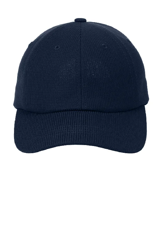 Mens hats with vegan materials-Port Authority Mens Moisture Wicking Adjustable Hat - Navy Blue