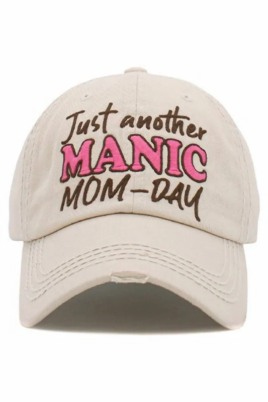 Womens Hats with serene twists-Women's Just Another Manic Mom-Day Distressed Trucker Cap In Stone