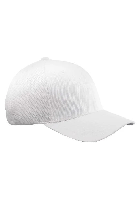 Mens hats for cool mornings-Flexfit Mens Stretch Fit Hat - White