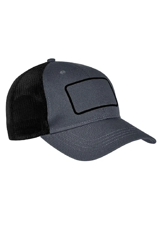 Mens hats for crossfit-Big Accessories Mens Patch Adjustable Trucker Hat - Charcoal Grey/Black