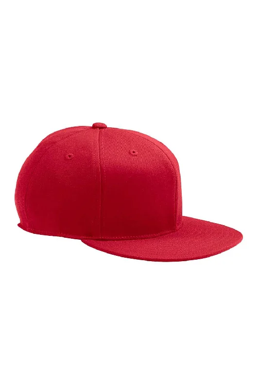 Mens hats for cold mornings-Flexfit Mens Moisture Wicking Fitted Stretch Fit Hat - Red