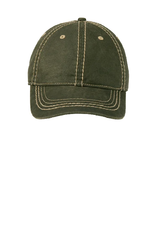 Mens hats for strength training-Port Authority Mens Adjustable Hat - Olive Green