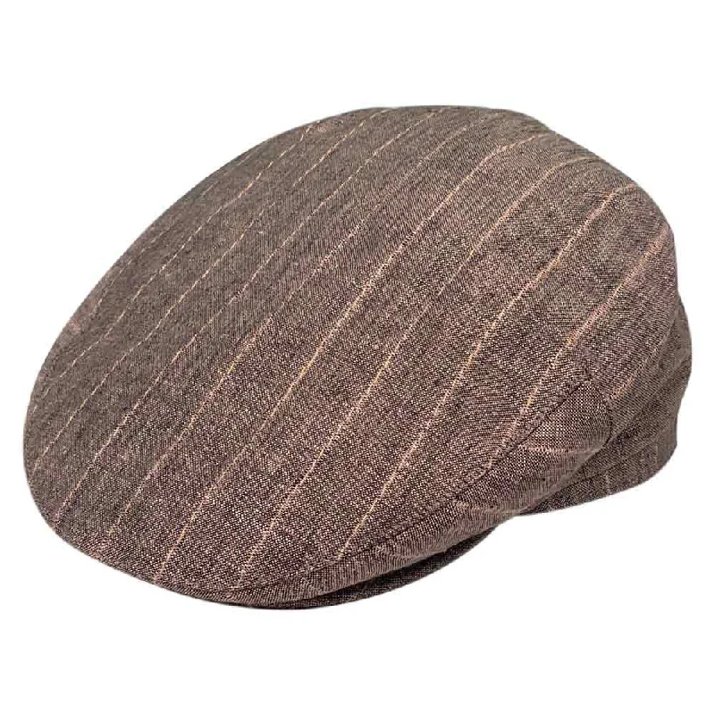 Beanies & Headbands for Long Runs-Saint Martin - Grey Striped Linen Flat Cap