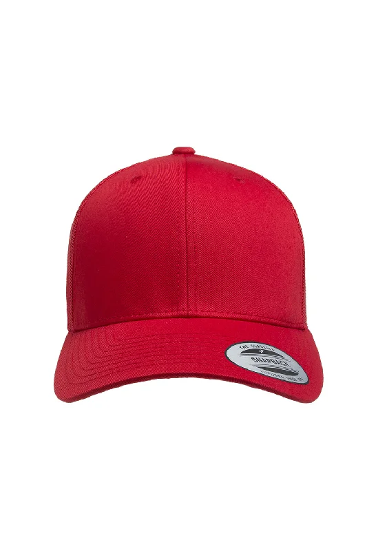 Mens hats for golfing-Yupoong Mens Adjustable Trucker Hat - Red