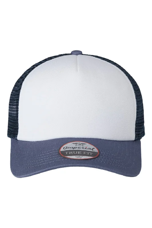 Mens hats for wet mornings-Imperial Mens North Country Snapback Trucker Hat - White/Indigo Blue/Dark Navy Blue