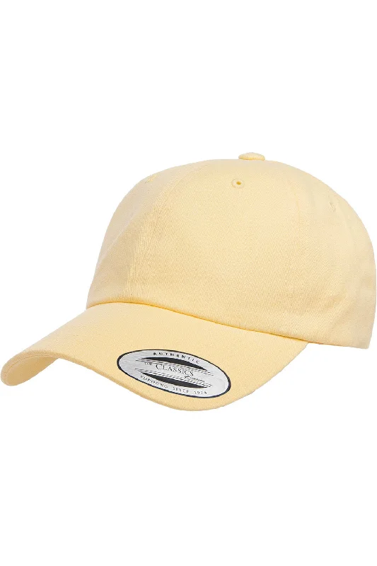 Mens hats with organic cotton-Yupoong Mens Adjustable Hat - Yellow