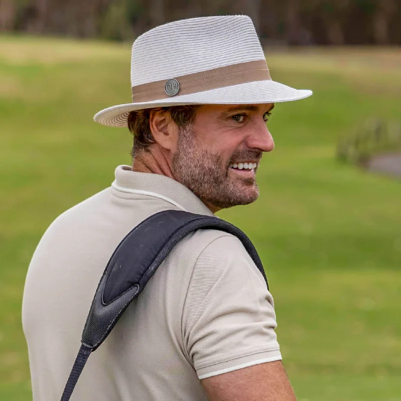 Beanies & Headbands for Muddy Days-Canopy Bay by Deborah Hutton Pinehurst Golf Fedora - Ivory/Dark Taupe