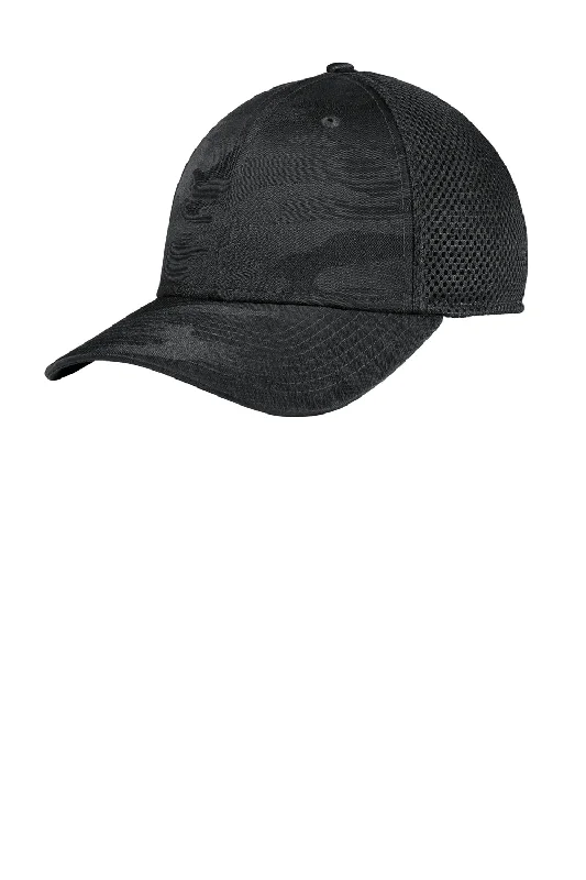 Mens hats with playful themes-New Era Mens Tonal Camo Tech Mesh Stretch Fit Hat - Black Camo