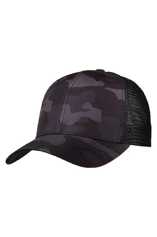 Mens hats with dynamic patterns-J America Mens Ranger Snapback Hat - Black Camo/Black