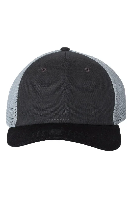 Mens hats with lightweight cotton-Dri Duck Mens Hudson Moisture Wicking Snapback Trucker Hat - Charcoal Grey/Black/Grey