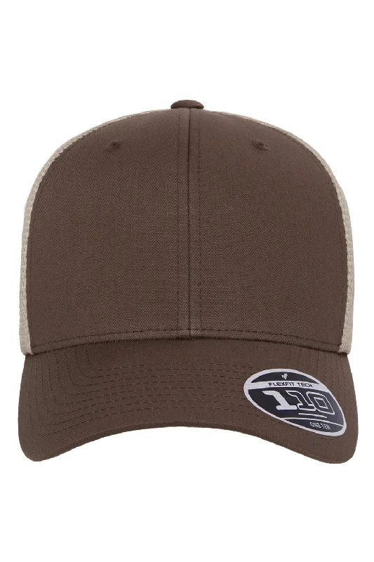 Mens hats with sporty prints-Flexfit Mens Mesh Adjustable Hat - Brown/Khaki