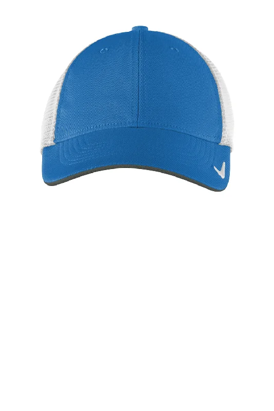 Mens hats for distance running-Nike Mens Dri-Fit Moisture Wicking Stretch Fit Hat - Gym Blue/Blue