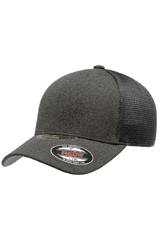 Mens hats with cool hues-Flexfit Mens UniPanel Stretch Fit Hat - Dark Grey Melange