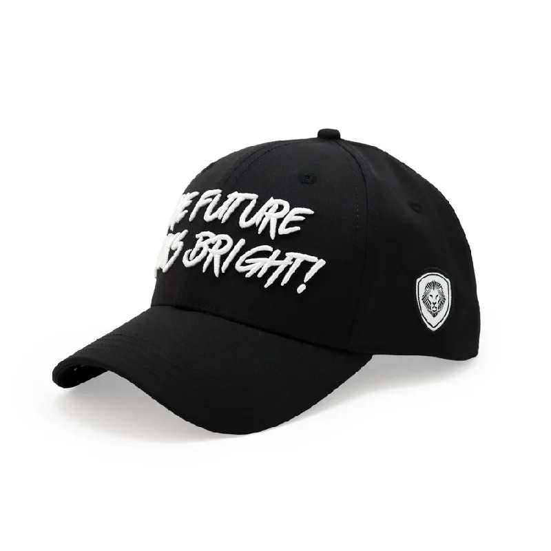 Beanies & Headbands with Wave Patterns-Future Looks Bright Black & White Snapback hat