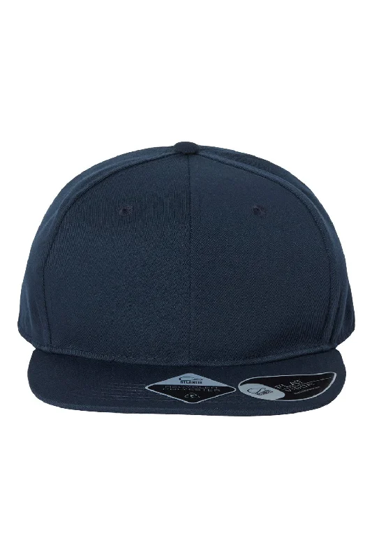 Mens hats for morning jogs-Atlantis Headwear Mens Sustainable Flat Bill Snapback Hat - Navy Blue