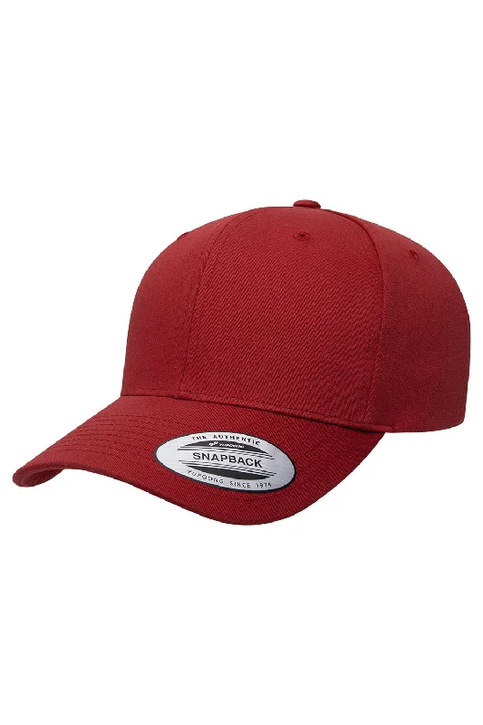 Mens hats with tough texture-Yupoong Mens CVC Twill Snapback Hat - Red