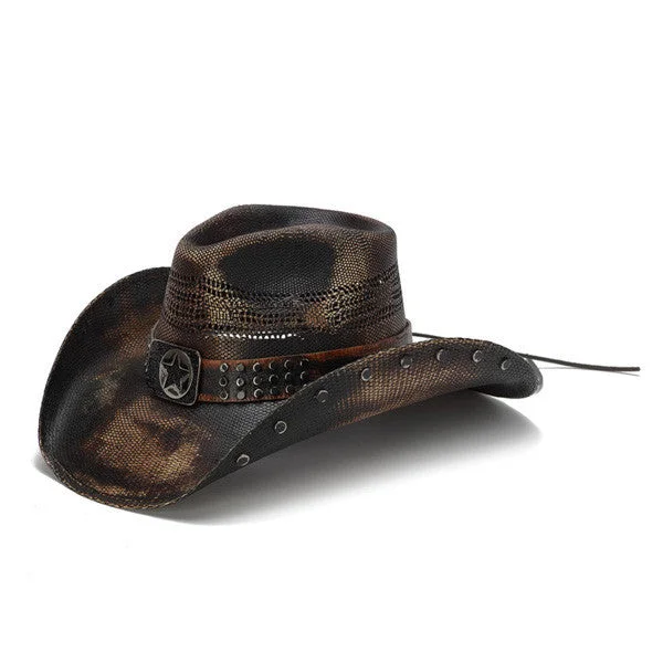 Beanies & Headbands with Tear Resistance-Stampede Hats - Studded Black Stain Lone Star Western Hat