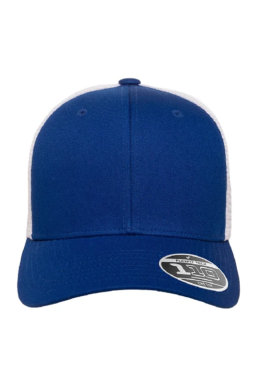 Mens hats with stretch support-Flexfit Mens Mesh Adjustable Hat - Royal Blue/White