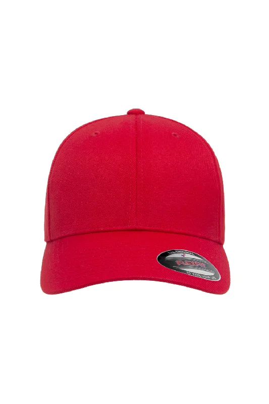 Mens hats with rugged texture-Flexfit Mens Stretch Fit Hat - Red