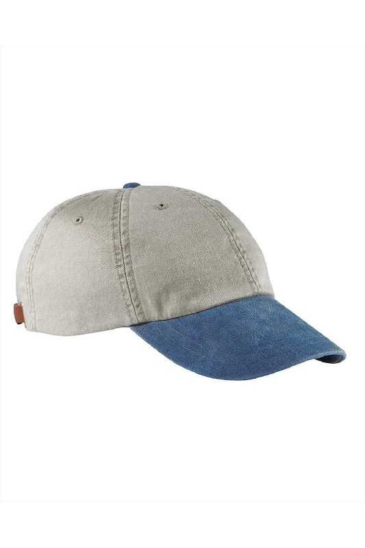 Mens hats with warm comfort-Adams Mens Adjustable Hat - Stone Grey/Royal Blue