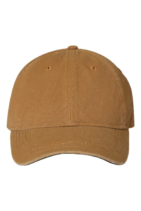 Mens hats for warm mornings-Dri Duck Mens Outland Pigment Print Moisture Wicking Adjustable Hat - Saddle Brown