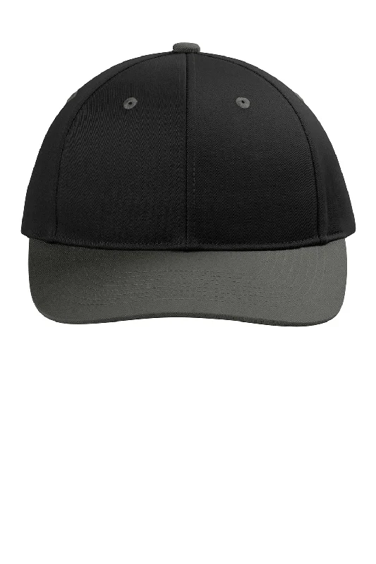 Mens hats with lasting wear-Port Authority Mens Snapback Hat - Black/Steel Grey