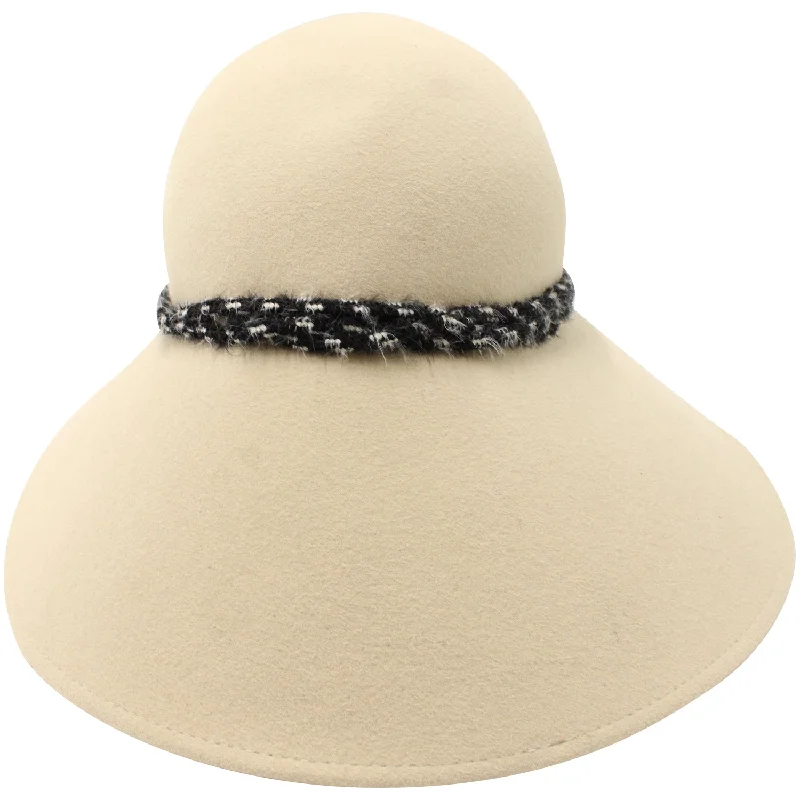 Wool hats for stylish trekking-Maison Michel Visor Hat in Beige Wool