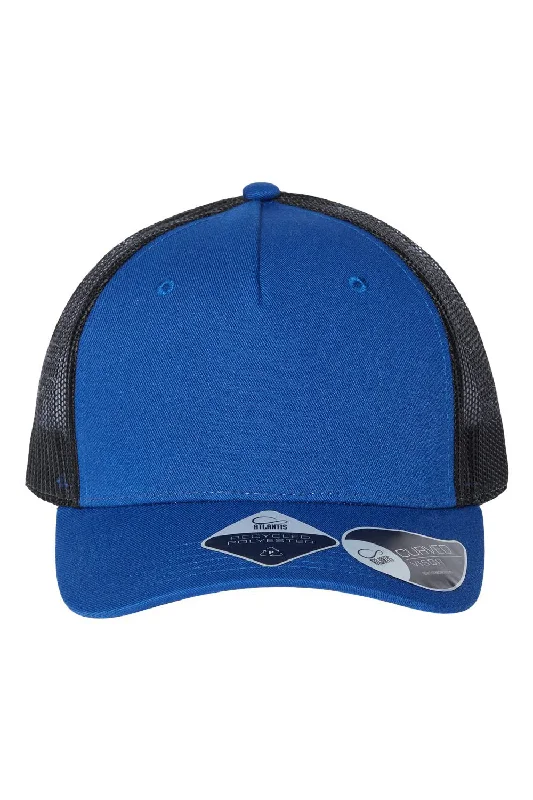 Mens hats for mild days-Atlantis Headwear Mens Sustainable Snapback Trucker Hat - Royal Blue/Black