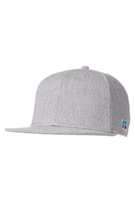 Mens hats with fuzzy lining-Russell Athletic Mens R Snapback Hat - Heather Grey