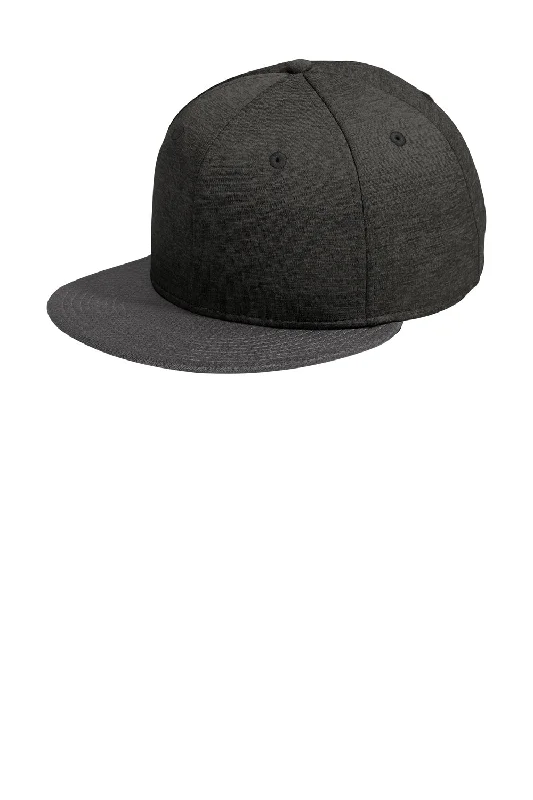 Mens hats for rainy days-New Era Mens Shadow Heather Striped Flat Bill Snapback Hat - Heather Shadow Black/Graphite Grey