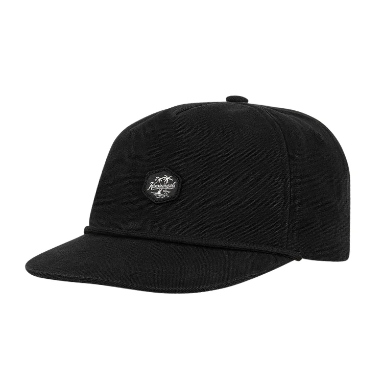 Beanies & Headbands for Wet Conditions-Kooringal Mens 5 Panel Cap Bramston - Black