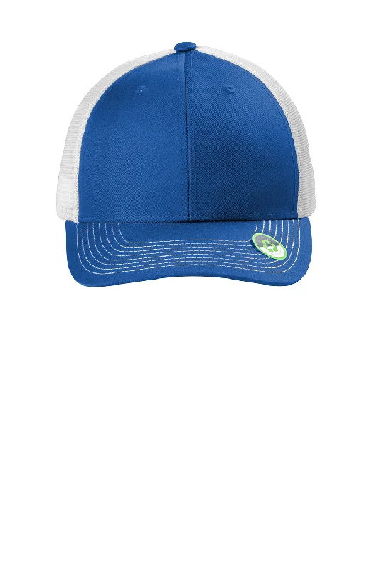 Mens hats for long journeys-Port Authority Mens Eco Snapback Trucker Hat - True Royal Blue/White