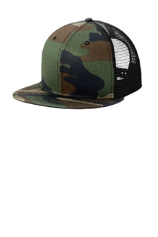 Mens hats for downtime indoors-New Era Mens Snapback Trucker Hat - Camo/Black