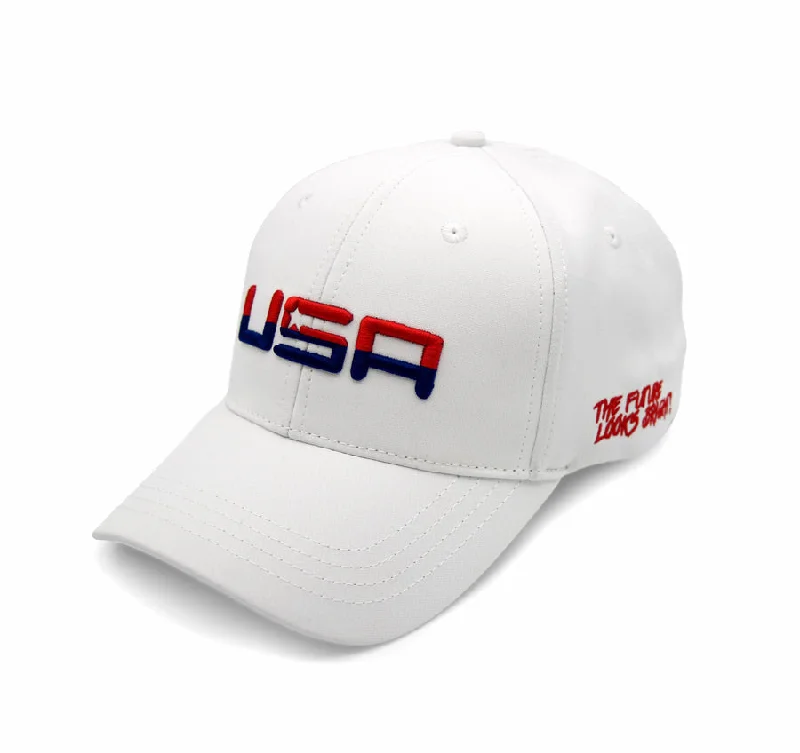 Beanies & Headbands for Soft Comfort-USA Retro Future Looks Bright White Snapback Hat