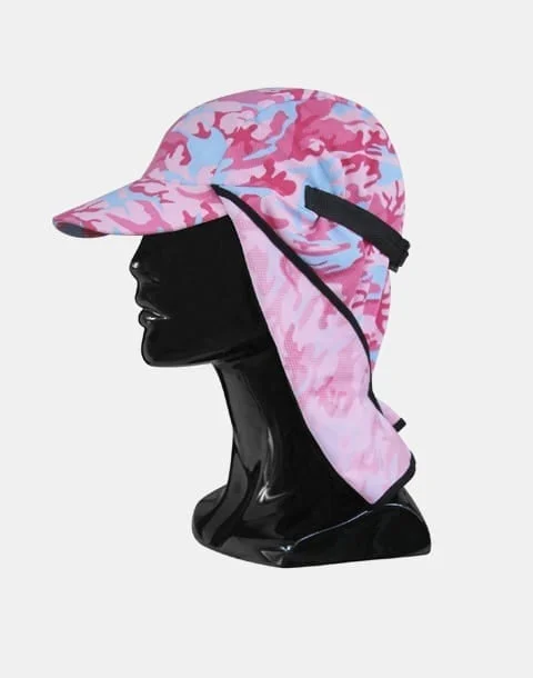 Beanies & Headbands with Dry Texture-Adapt A Cap Kids Flippa Legionnaires Cap - Pink Camo