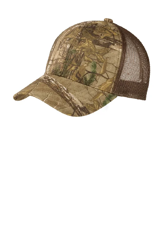 Mens hats for soothing nights-Port Authority Mens Camouflage Mesh Back Adjustable Hat - Realtree Xtra/Brown