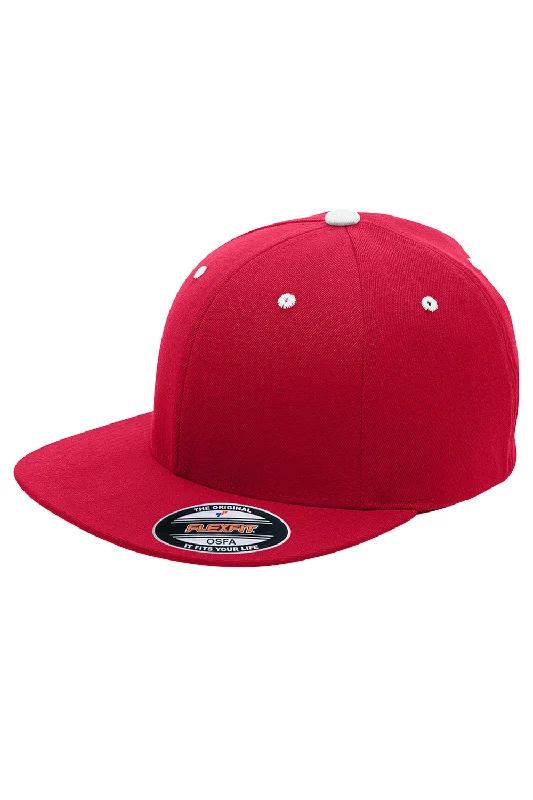 Mens hats for gym training-Team 365 Mens Moisture Wicking Stretch Fit Hat - Red/White