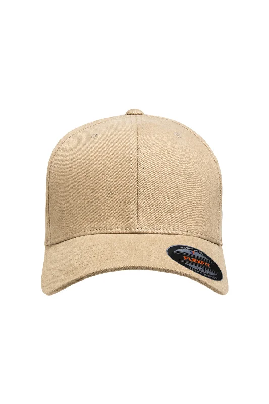 Mens hats with vivid designs-Flexfit Mens Stretch Fit Hat - Khaki - Closeout