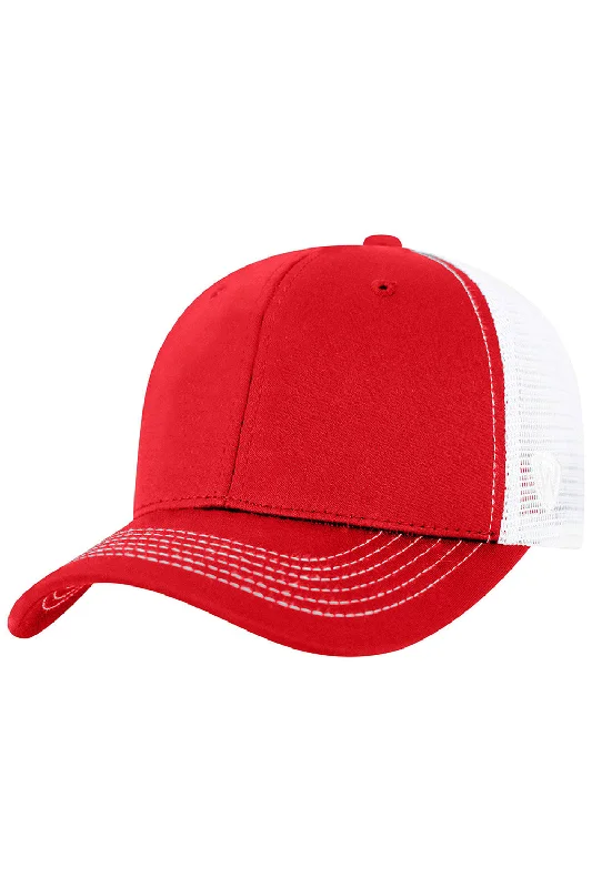 Mens hats with unique prints-J America Mens Ranger Snapback Hat - Red/White