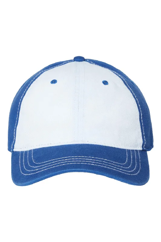 Mens hats for ski trips-Cap America Mens Relaxed Adjustable Dad Hat - White/Royal Blue