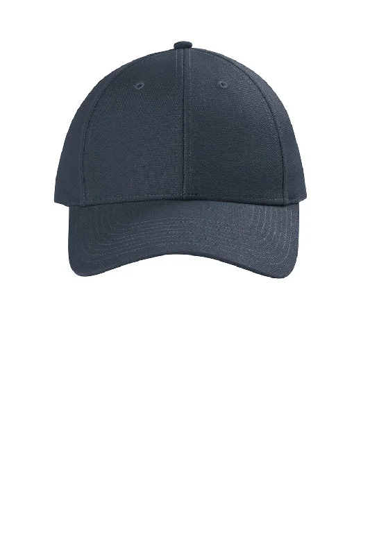 Mens hats for evening runs-CornerStone Mens Moisture Wicking Canvas Adjustable Hat - Navy Blue