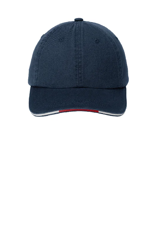 Mens hats with minimal designs-Port Authority Mens Adjustable Hat - Classic Navy Blue/Red/White