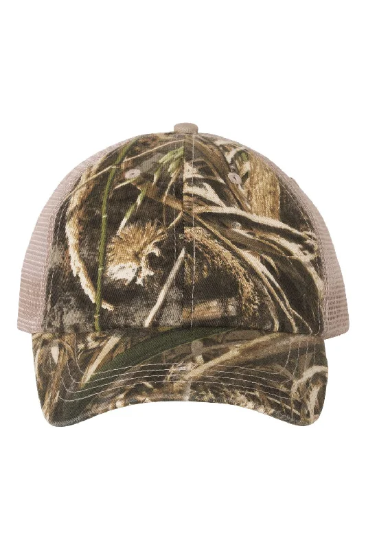 Mens hats for training-Kati Mens Camo Washed Mesh Adjustable Hat - Realtree Max 5/Tan